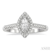 1/2 Ctw Round Cut Diamond Engagement Ring With 1/4 Ct Marquise Cut Center Stone in 14K White Gold